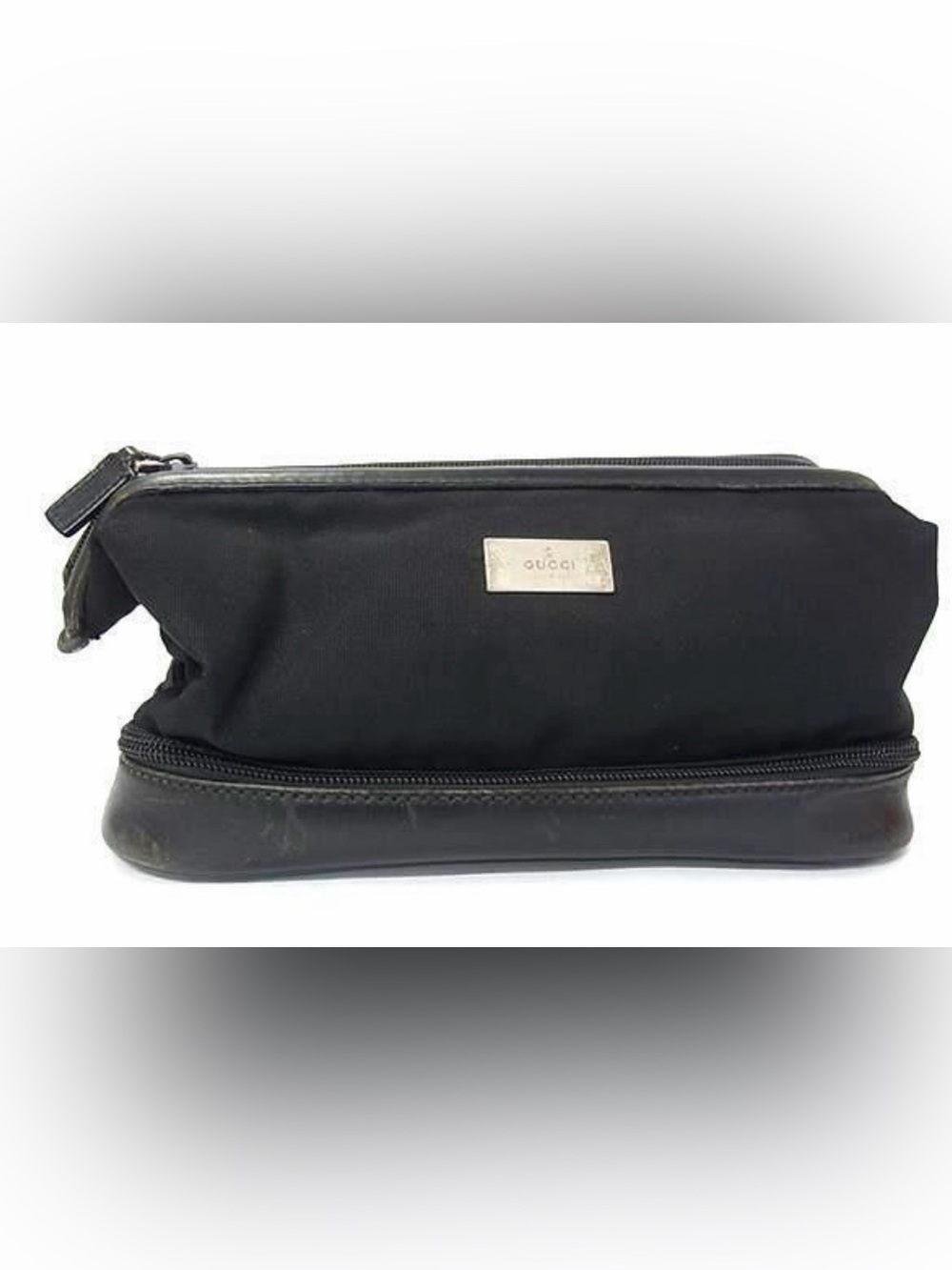 Gucci Black Men's Toiletry Pouch with Metal Logo Plate